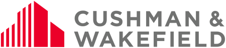 Logo with red lines arranged to form a building and the words Cushman and Wakefield